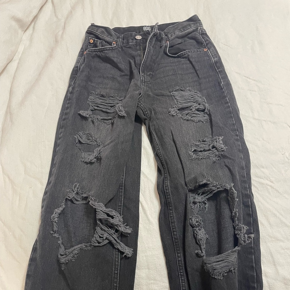 BDG Charcoal Distressed Straight Leg Jeans